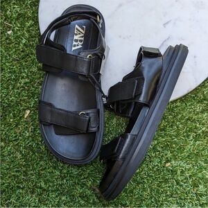 Zara Black Strap Sandals size 38